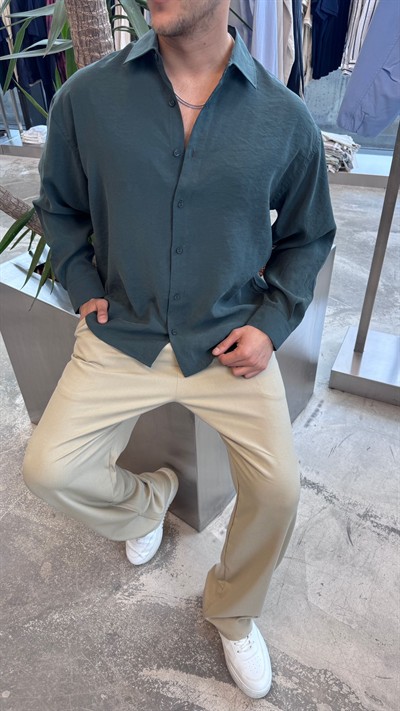 Zümrüt Modal Kumaş Gömlek -R7076