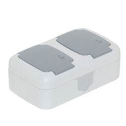 PRİZ T-PLAST NEMLİYER TOPRAKLI KAPAKLI İKİLİ YATAY SIVA ÜSTÜ 3201-125-0601