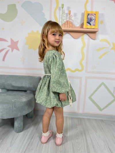 BASKILI POPLİN ELBİSE 