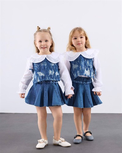 kız çocuk denim 3lü takım