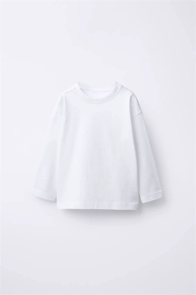 LACIEL UZUN KOL BASIC TSHİRT OVERSIZE BEYAZ