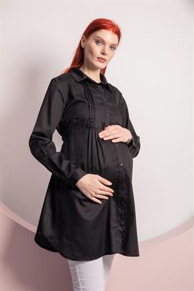 Gör&Sin Kuşak Detaylı Hamile Siyah  Tunik