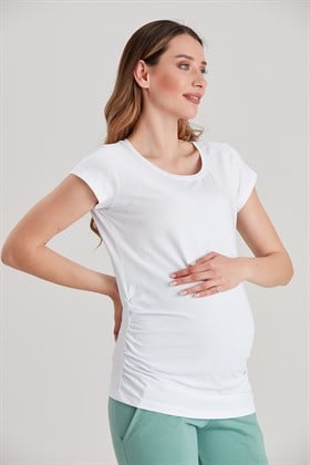 Gör&Sin Basic Hamile Beyaz Tişört