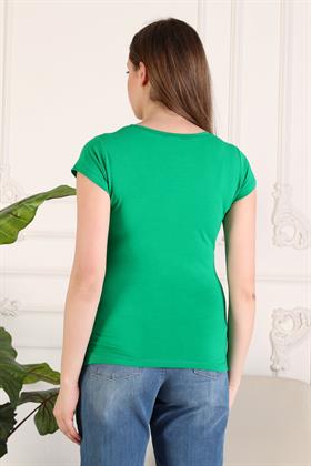 Gör&Sin Basic Hamile Kısa Kol Yeşil Tişört	