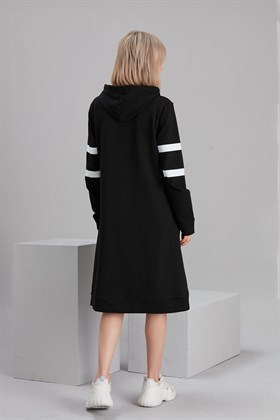 Gör&Sin Kol Şerit Detaylı Emzirme Fonksiyonlu Siyah Hamile Elbise