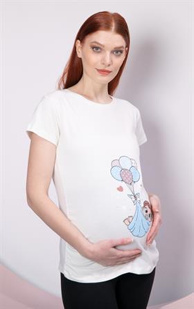 Gör&Sin Kundakta Bebek Baskılı Hamile Beyaz Tişört