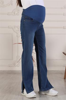 Gör&Sin Paça Yırtmaç Detaylı Mavi Hamile Kot Pantolon