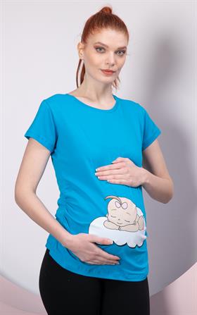 Gör&sin Uyuyan Kız Bebek Baskılı Hamile Saks Tişört
