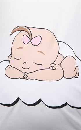 Gör&sin Uyuyan Kız Bebek Baskılı Hamile Beyaz Tişört