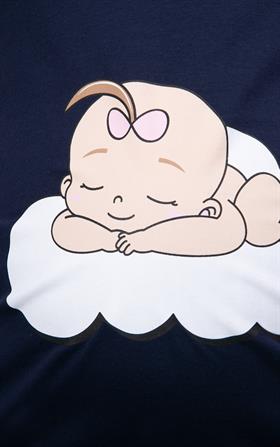 Gör&sin Uyuyan Kız Bebek Baskılı Hamile Lacivert Tişört