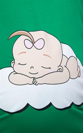 Gör&sin Uyuyan Kız Bebek Baskılı Hamile Yeşil Tişört