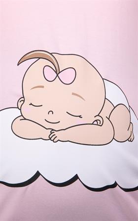 Gör&sin Uyuyan Kız Bebek Baskılı Hamile Pembe Tişört