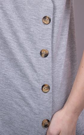 Gör&Sin Yanları Düğme Detaylı Emzirme Fonksiyonlu Gri Hamile Tişört
