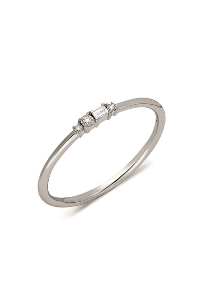 0.10 Ct Minimal Tasarım Baget Yüzük