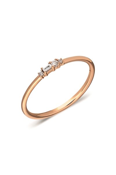 0.10 Ct Minimal Tasarım Baget Yüzük