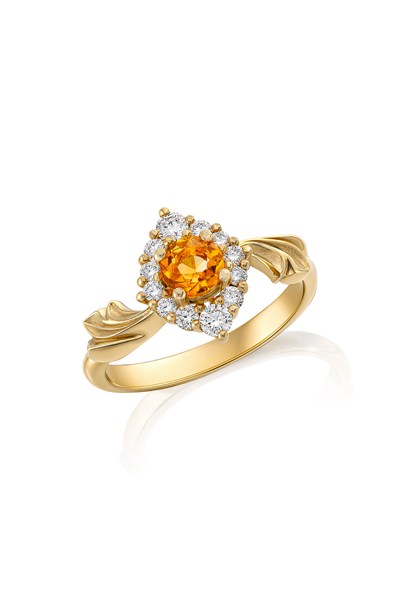 Orange Safir Art-Deco Tasarım Yüzük