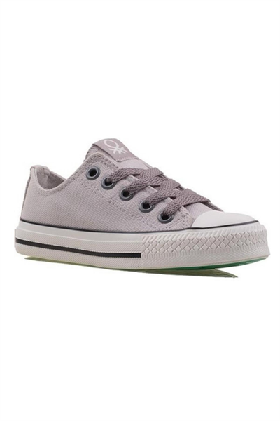 Benetton Çocuk Bağcıklı Gri Keten Ayakkabı BN30685-02