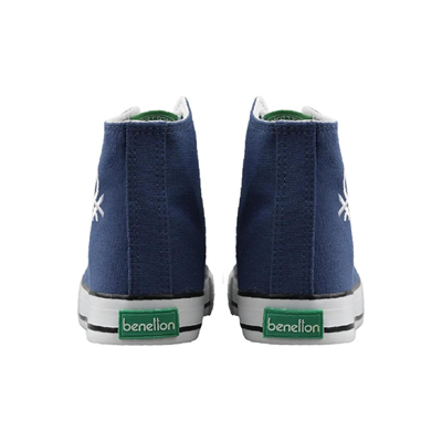 Benetton Çocuk Bağcıklı Lacivert Bilekli Keten Ayakkabı BN30686-02