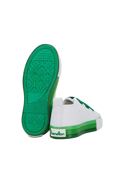 Benetton Çocuk Beyaz Yeşil Keten Ayakkabı BN30649-03