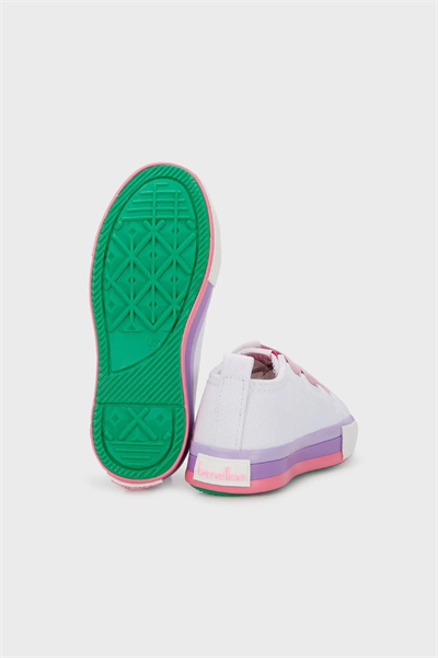 Benetton Kız Bebek Beyaz Pembe Keten Ayakkabı BN30648-177