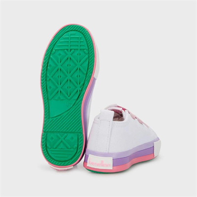 Benetton Kız Çocuk Beyaz Pembe Keten Ayakkabı BN30649-177