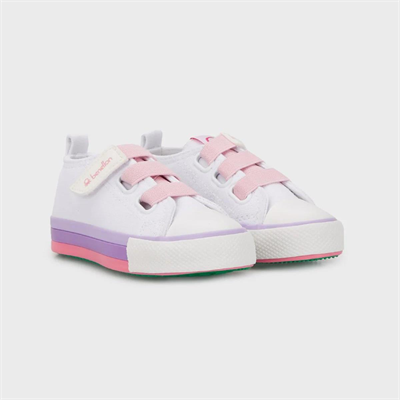 Benetton Kız Çocuk Beyaz Pembe Keten Ayakkabı BN30649-177