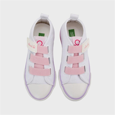 Benetton Kız Çocuk Beyaz Pembe Keten Ayakkabı BN30649-177