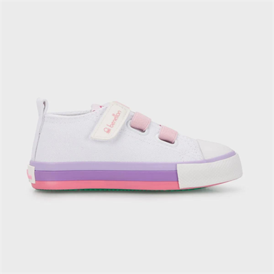 Benetton Kız Çocuk Beyaz Pembe Keten Ayakkabı BN30649-177