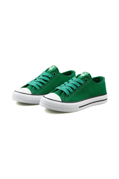 Benetton Unisex Bağcıklı Yeşil Keten Ayakkabı BN30196