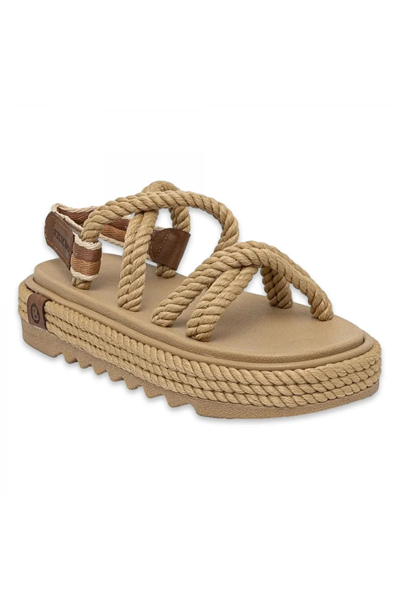 Bohonomad Bodrum Mid Platform Kadın Bej Sandalet BOD0012-MP