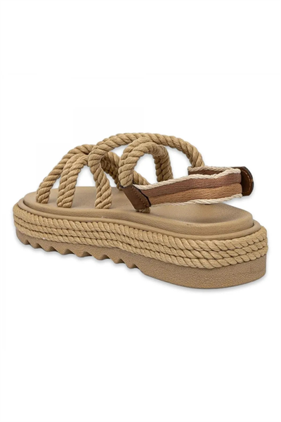 Bohonomad Bodrum Mid Platform Kadın Bej Sandalet BOD0012-MP