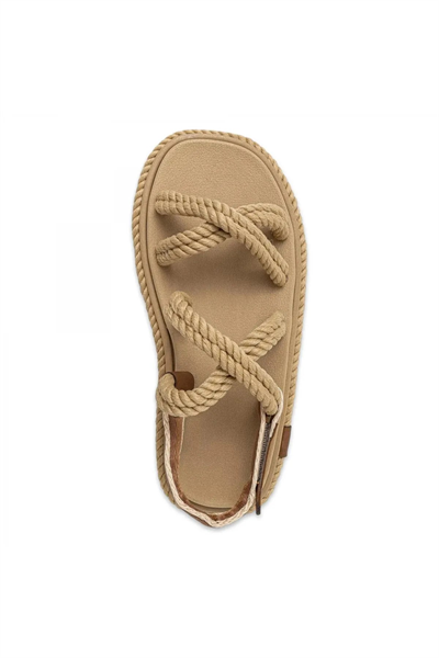 Bohonomad Bodrum Mid Platform Kadın Bej Sandalet BOD0012-MP