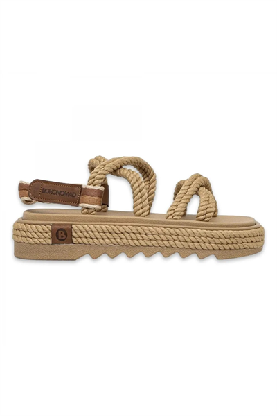 Bohonomad Bodrum Mid Platform Kadın Bej Sandalet BOD0012-MP