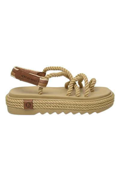 Bohonomad Ibiza Mid Platform Kadın Bej Sandalet IBZ0012-MP