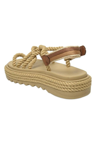Bohonomad Ibiza Mid Platform Kadın Bej Sandalet IBZ0012-MP