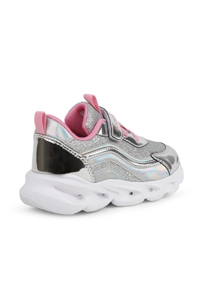 Buckhead Glossy Shiny Kız Çocuk Işıklı Spor Ayakkabı - Gümüş BUCK4430-010