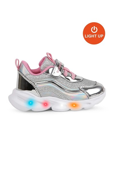 Buckhead Glossy Shiny Kız Çocuk Işıklı Spor Ayakkabı - Gümüş BUCK4430-010