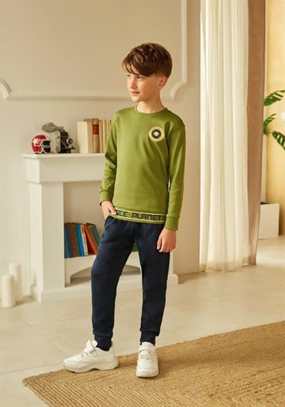 Elsima A2904 Erkek Çocuk Haki Pijama Takımı