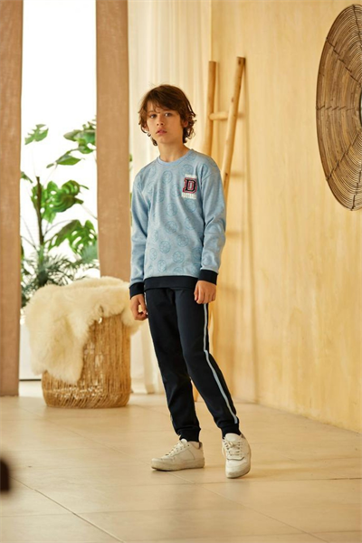 Elsima B2919 Erkek Çocuk Mavi Pijama Takımı