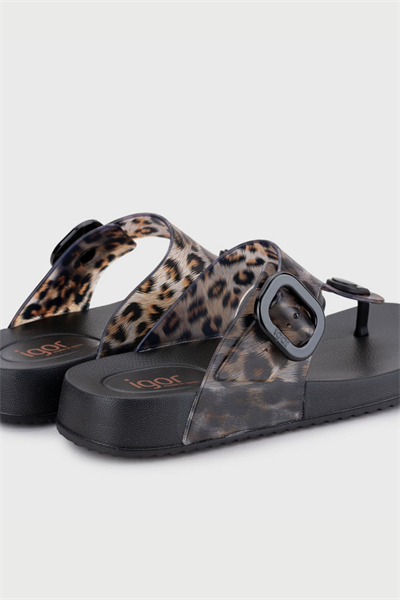 Igor Bari Leo Kadın Parmak Arası Terlik - Siyah Leopar S10362-002