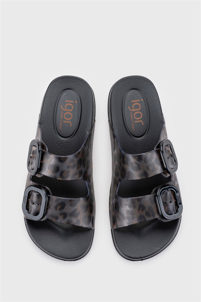 Igor Habana Brillo Leo Kadın Siyah Leopar Desenli Terlik S10336-002