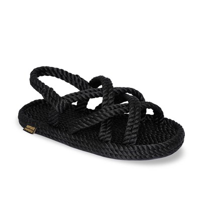 Nomadic Republic Bodrum Kauçuk Tabanlı Kız Çocuk Halat Sandalet  Siyah