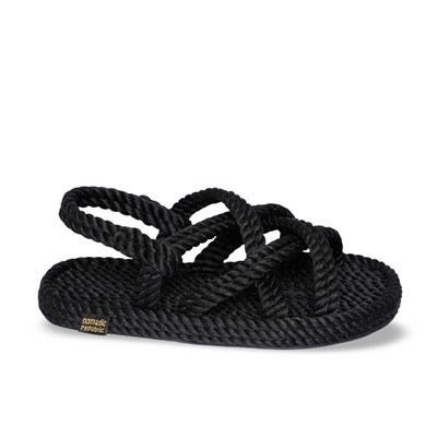 Nomadic Republic Bodrum Kauçuk Tabanlı Kız Çocuk Halat Sandalet  Siyah