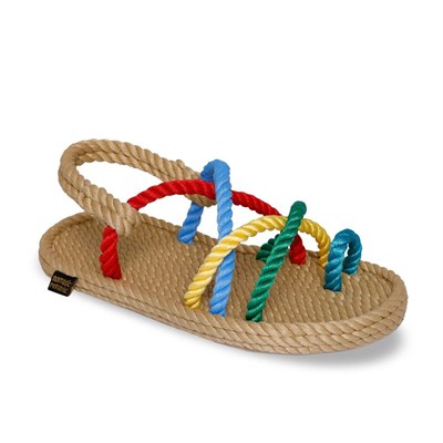 Nomadic Republic Ibiza Kauçuk Tabanlı Kız Çocuk Halat Sandalet  Bej Gökkuşağı