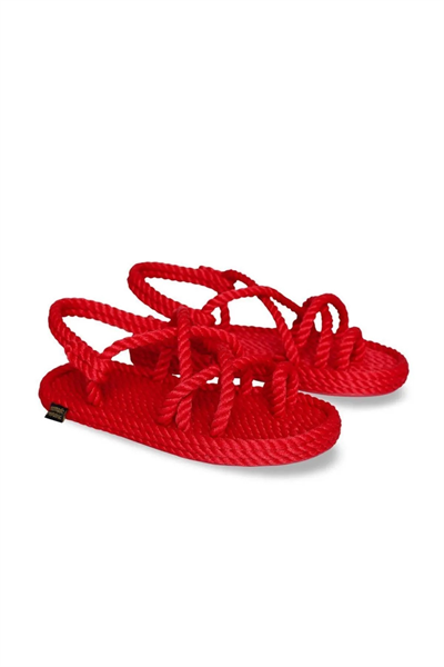 Nomadic Republic Ibiza Kauçuk Tabanlı Kız Çocuk Halat Sandalet Kırmızı IBZÇ-0015