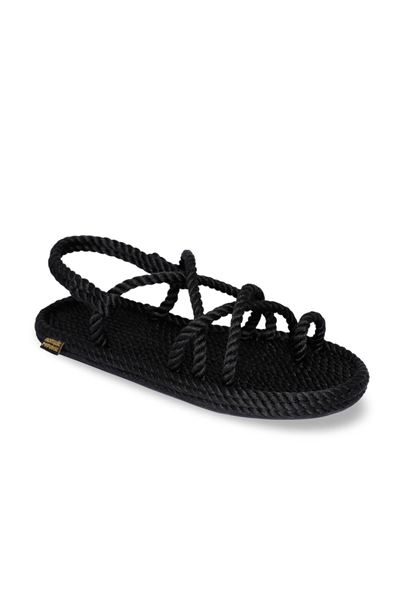 Nomadic Republic Ibiza Kauçuk Tabanlı Kadın Halat Sandalet Siyah IBZK-0020