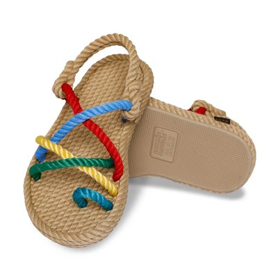 Nomadic Republic Ibiza Kauçuk Tabanlı Kız Çocuk Halat Sandalet  Bej Gökkuşağı