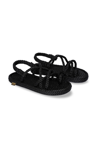 Nomadic Republic Ibiza Kauçuk Tabanlı Kız Çocuk Halat Sandalet  Siyah