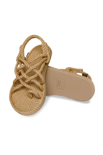 Nomadic Republic Nomadic Kauçuk Tabanlı Kadın Bej Halat Sandalet NOM-0012