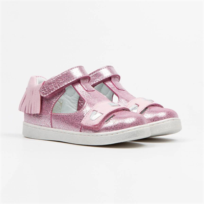 Pappa Kız Çocuk Pembe Simli Deri Sandalet B0802-03